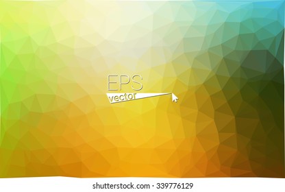 Multicolor green, yellow, orange geometric rumpled triangular low poly origami style gradient illustration graphic background. Vector polygonal design for your business.