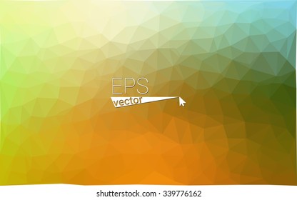 Multicolor green, yellow, orange geometric rumpled triangular low poly origami style gradient illustration graphic background. Vector polygonal design for your business.