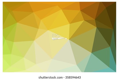 Multicolor green, yellow, orange geometric rumpled triangular low poly origami style gradient illustration graphic background. Vector polygonal design for your business.