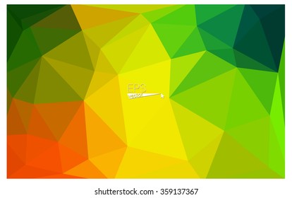 Multicolor green, yellow, orange geometric rumpled triangular low poly origami style gradient illustration graphic background. Vector polygonal design for your business.
