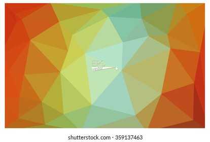 Multicolor green, yellow, orange geometric rumpled triangular low poly origami style gradient illustration graphic background. Vector polygonal design for your business.