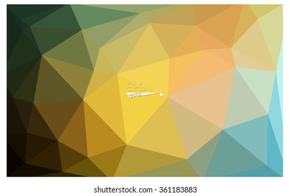 Multicolor green, yellow, orange geometric rumpled triangular low poly origami style gradient illustration graphic background. Vector polygonal design for your business.