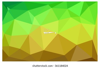 Multicolor green, yellow, orange geometric rumpled triangular low poly origami style gradient illustration graphic background. Vector polygonal design for your business.