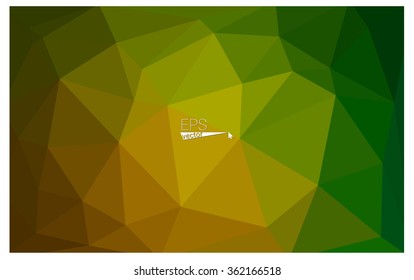 Multicolor green, yellow, orange geometric rumpled triangular low poly origami style gradient illustration graphic background. Vector polygonal design for your business.