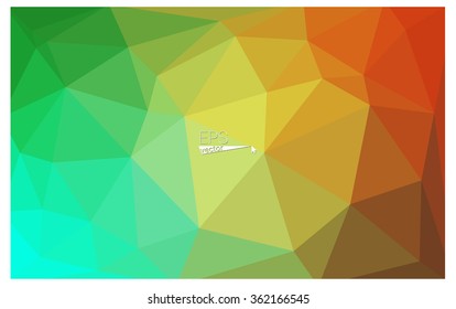 Multicolor green, yellow, orange geometric rumpled triangular low poly origami style gradient illustration graphic background. Vector polygonal design for your business.