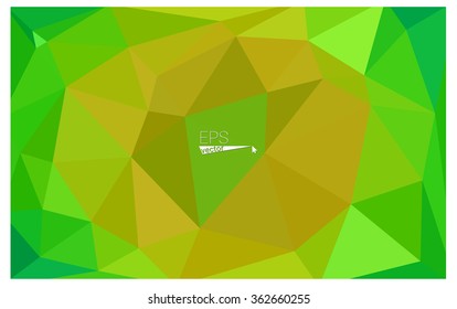 Multicolor green, yellow, orange geometric rumpled triangular low poly origami style gradient illustration graphic background. Vector polygonal design for your business.