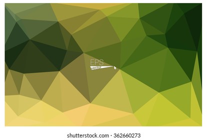 Multicolor green, yellow, orange geometric rumpled triangular low poly origami style gradient illustration graphic background. Vector polygonal design for your business.