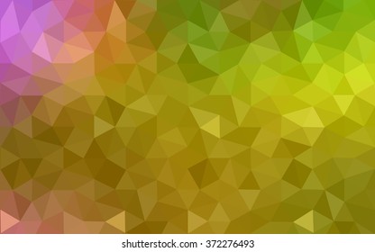 Multicolor green, yellow, orange polygonal illustration, which consist of triangles. Geometric background in Origami style with gradient. Triangular design for your business.