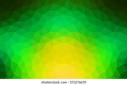 Multicolor green, yellow, orange polygonal illustration, which consist of triangles. Geometric background in Origami style with gradient. Triangular design for your business.