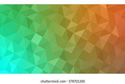 Multicolor green, yellow, orange polygonal illustration, which consist of triangles. Geometric background in Origami style with gradient. Triangular design for your business.
