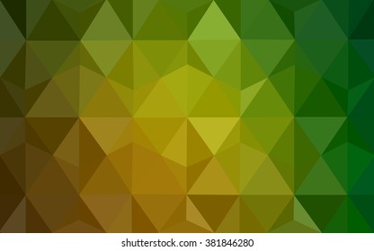 Multicolor green, yellow, orange polygonal illustration, which consist of triangles. Geometric background in Origami style with gradient. Triangular design for your business.