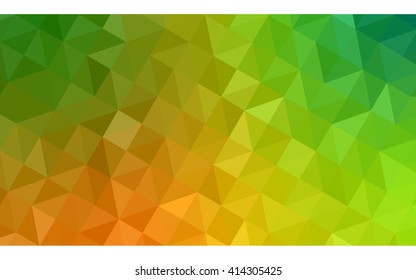 Multicolor green, yellow, orange polygonal illustration, which consist of triangles. Geometric background in Origami style with gradient. Triangular design for your business.