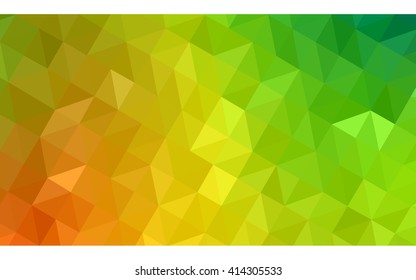 Multicolor green, yellow, orange polygonal illustration, which consist of triangles. Geometric background in Origami style with gradient. Triangular design for your business.