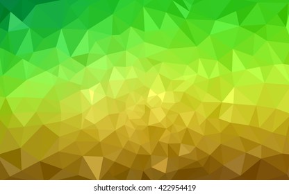 Multicolor green, yellow, orange polygonal illustration, which consist of triangles. Geometric background in Origami style with gradient. Triangular design for your business.