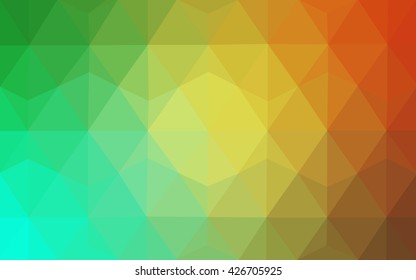 Multicolor green, yellow, orange polygonal illustration, which consist of triangles. Geometric background in Origami style with gradient. Triangular design for your business.