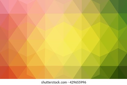 Multicolor green, yellow, orange polygonal illustration, which consist of triangles. Geometric background in Origami style with gradient. Triangular design for your business.