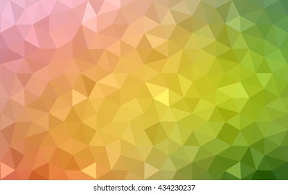 Multicolor green, yellow, orange polygonal illustration, which consist of triangles. Geometric background in Origami style with gradient. Triangular design for your business.