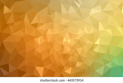 Multicolor green, yellow, orange polygonal illustration, which consist of triangles. Geometric background in Origami style with gradient. Triangular design for your business.