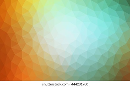 Multicolor green, yellow, orange polygonal illustration, which consist of triangles. Geometric background in Origami style with gradient. Triangular design for your business.
