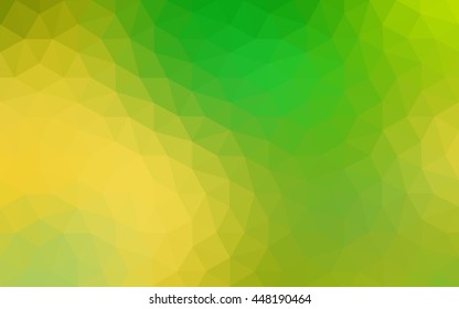 Multicolor green, yellow, orange polygonal illustration, which consist of triangles. Geometric background in Origami style with gradient. Triangular design for your business.