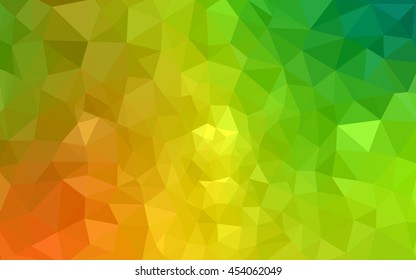 Multicolor green, yellow, orange polygonal illustration, which consist of triangles. Geometric background in Origami style with gradient. Triangular design for your business.