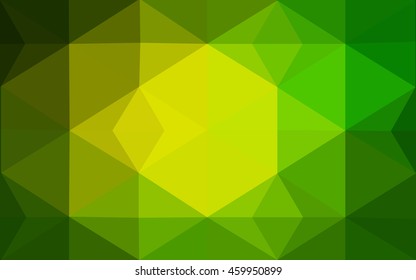 Multicolor green, yellow, orange polygonal illustration, which consist of triangles. Geometric background in Origami style with gradient. Triangular design for your business.