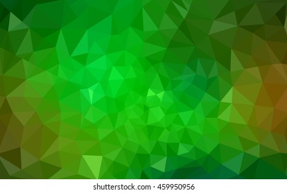 Multicolor green, yellow, orange polygonal illustration, which consist of triangles. Geometric background in Origami style with gradient. Triangular design for your business.
