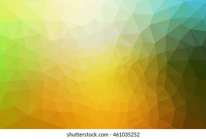 Multicolor green, yellow, orange polygonal illustration, which consist of triangles. Geometric background in Origami style with gradient. Triangular design for your business.