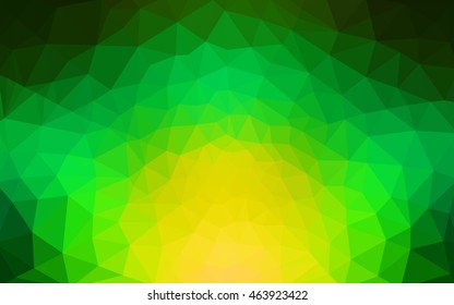 Multicolor green, yellow, orange polygonal illustration, which consist of triangles. Geometric background in Origami style with gradient. Triangular design for your business.