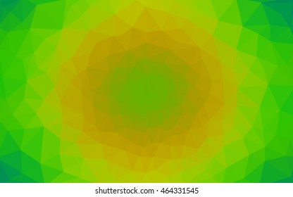 Multicolor green, yellow, orange polygonal illustration, which consist of triangles. Geometric background in Origami style with gradient. Triangular design for your business.