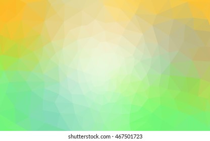 Multicolor green, yellow, orange polygonal illustration, which consist of triangles. Geometric background in Origami style with gradient. Triangular design for your business.