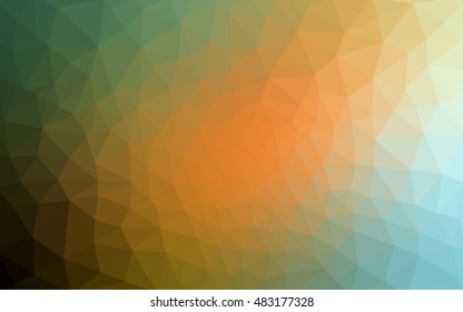 Multicolor green, yellow, orange polygonal illustration, which consist of triangles. Geometric background in Origami style with gradient. Triangular design for your business.