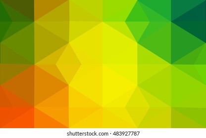 Multicolor green, yellow, orange polygonal illustration, which consist of triangles. Geometric background in Origami style with gradient. Triangular design for your business.