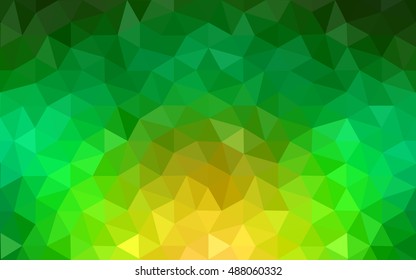 Multicolor green, yellow, orange polygonal illustration, which consist of triangles. Geometric background in Origami style with gradient. Triangular design for your business.