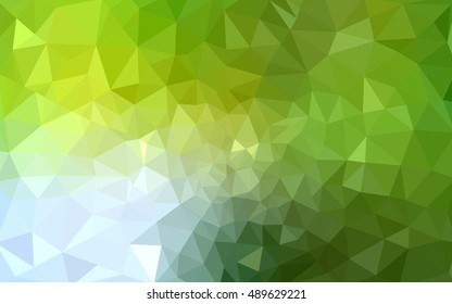 Multicolor green, yellow, orange polygonal illustration, which consist of triangles. Geometric background in Origami style with gradient. Triangular design for your business.