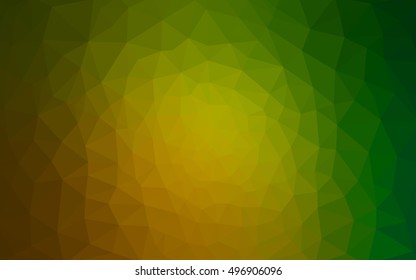Multicolor green, yellow, orange polygonal illustration, which consist of triangles. Geometric background in Origami style with gradient. Triangular design for your business.