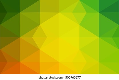 Multicolor green, yellow, orange polygonal illustration, which consist of triangles. Geometric background in Origami style with gradient. Triangular design for your business.