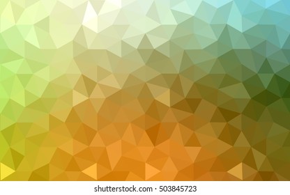 Multicolor green, yellow, orange polygonal illustration, which consist of triangles. Geometric background in Origami style with gradient. Triangular design for your business.