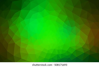 Multicolor green, yellow, orange polygonal illustration, which consist of triangles. Geometric background in Origami style with gradient. Triangular design for your business.