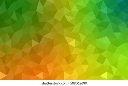 Multicolor green, yellow, orange polygonal illustration, which consist of triangles. Geometric background in Origami style with gradient. Triangular design for your business.