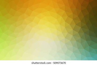 Multicolor green, yellow, orange polygonal illustration, which consist of triangles. Geometric background in Origami style with gradient. Triangular design for your business.