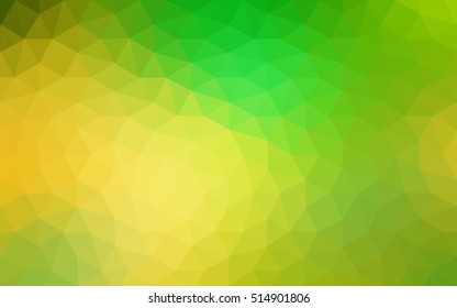 Multicolor green, yellow, orange polygonal illustration, which consist of triangles. Geometric background in Origami style with gradient. Triangular design for your business.
