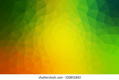 Multicolor green, yellow, orange polygonal illustration, which consist of triangles. Geometric background in Origami style with gradient. Triangular design for your business.