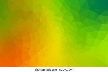 Multicolor green, yellow, orange polygonal illustration, which consist of triangles. Geometric background in Origami style with gradient. Triangular design for your business.