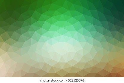 Multicolor green, yellow, orange polygonal illustration, which consist of triangles. Geometric background in Origami style with gradient. Triangular design for your business.