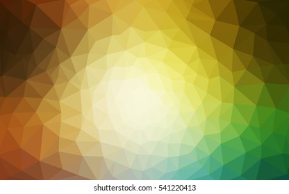 Multicolor green, yellow, orange polygonal illustration, which consist of triangles. Geometric background in Origami style with gradient. Triangular design for your business.