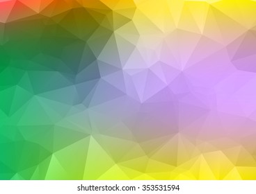 Multicolor green yellow and purple geometric rumpled triangular low poly style illustration graphic. Vector polygonal design business.