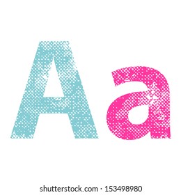 Multicolor grunge letters A. Vector illustration.