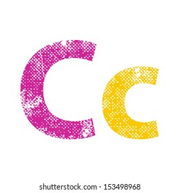 Multicolor grunge letters C. Vector illustration.