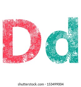 Multicolor grunge letters D. Vector illustration.
